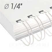 БЕЛАЯ МЕТАЛЛИЧЕСКАЯ ПРУЖИНА 1/4", диаметр 6.4 мм, шаг 3:1, 34 петли, упаковка 100 шт. mb64white