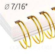 ЗОЛОТАЯ МЕТАЛЛИЧЕСКАЯ ПРУЖИНА 7/16", диаметр 11.1 мм, шаг 3:1, 34 петли, упаковка 100 шт. mb111gold