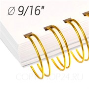 ЗОЛОТАЯ МЕТАЛЛИЧЕСКАЯ ПРУЖИНА 9/16", диаметр 14.3 мм, шаг 3:1, 34 петли, упаковка 100 шт. mb143gold